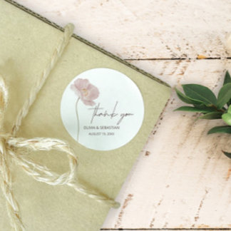 Adesivo Casamento Simples de Flor Selvagem Boho Obrigado