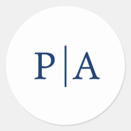 Adesivo Casamento simples de Marinho azul e monograma bran