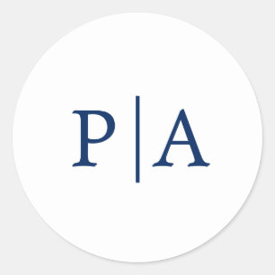 Adesivo Casamento simples de Marinho azul e monograma bran