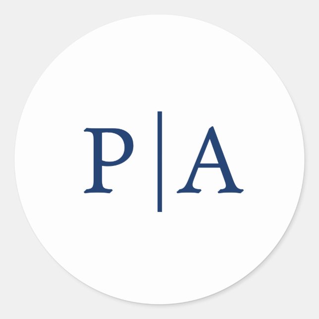 Adesivo Casamento simples de Marinho azul e monograma bran (Frente)