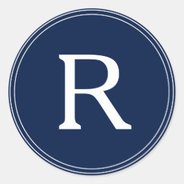 Adesivo Casamento simples de monograma azul Marinho