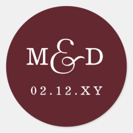 Adesivo Casamento Simples de Monograma Moderno Burgundy