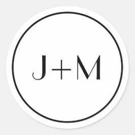 Adesivo Casamento Simples de Monograma Preto Minimalista
