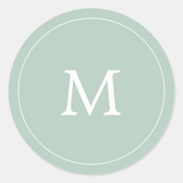 Adesivo casamento simples de monograma verde-sábio