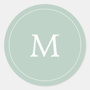 Adesivo casamento simples de monograma verde-sábio