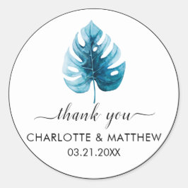 Adesivo Casamento Simples De Monstera Leaf Obrigado