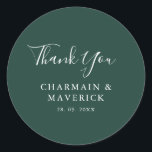 Adesivo Casamento Simples de Texto Branco<br><div class="desc">Adicione um toque elegante à sua decoração de casamento com o nosso Simple Emerald White Text Classic Round Sticker. Apresentando um rico fundo esmeraldo e um texto branco nítido, este adesivo é perfeito para selar convites de casamento, decorar caixas de favor ou adicionar um toque pessoal a qualquer item de...</div>