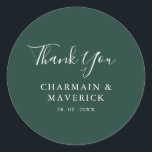 Adesivo Casamento Simples de Texto Branco<br><div class="desc">Adicione um toque elegante à sua decoração de casamento com o nosso Simple Emerald White Text Classic Round Sticker. Apresentando um rico fundo esmeraldo e um texto branco nítido, este adesivo é perfeito para selar convites de casamento, decorar caixas de favor ou adicionar um toque pessoal a qualquer item de...</div>