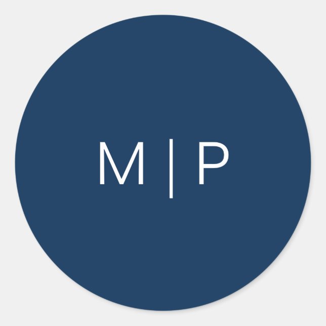 Adesivo Casamento Simples do Monograma Azul do Marinho Mod (Frente)