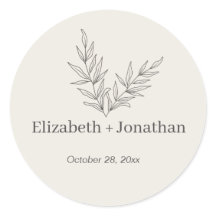 Casamento simples e minimalista de folhas