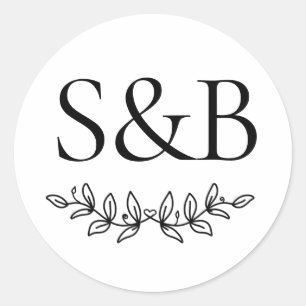Adesivo Casamento Simples E Minimalista Moderno Monograma