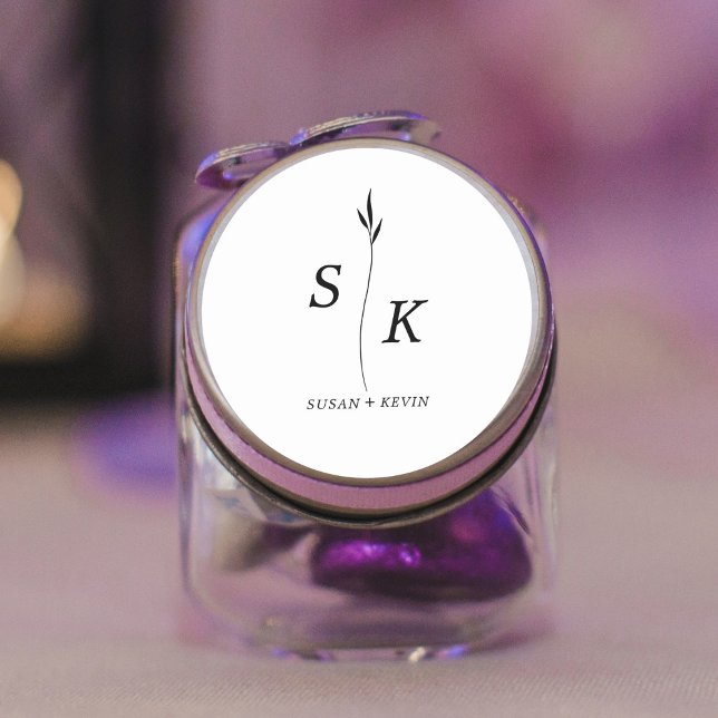 Adesivo Casamento Simples e Mínimo de Elegância Chic Leaf  (Criador carregado)