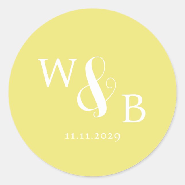 Adesivo Casamento Simples Elegante Moderno Monograma (Frente)