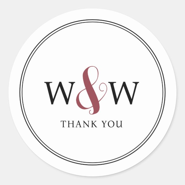 Adesivo Casamento Simples Elegante Moderno Monograma (Frente)