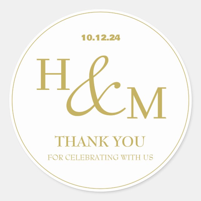 Adesivo Casamento Simples Elegante Moderno Monogramado (Frente)