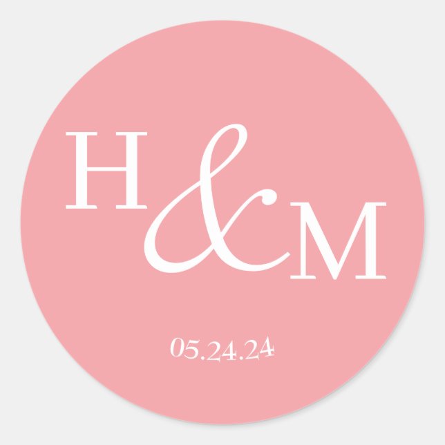 Adesivo Casamento Simples Elegante Moderno Monogramado (Frente)