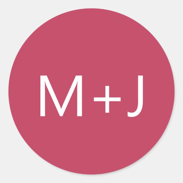 Adesivo Casamento Simples Magenta Rosa Monograma (Frente)