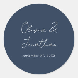 Adesivo Casamento Simples Minimal Azul Marinho Script