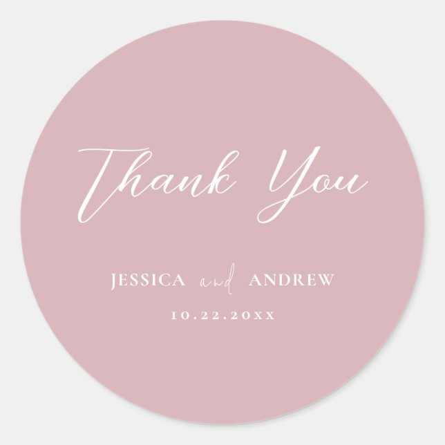 Adesivo Casamento Simples Mínimo Pink e Branco Dusty (Frente)