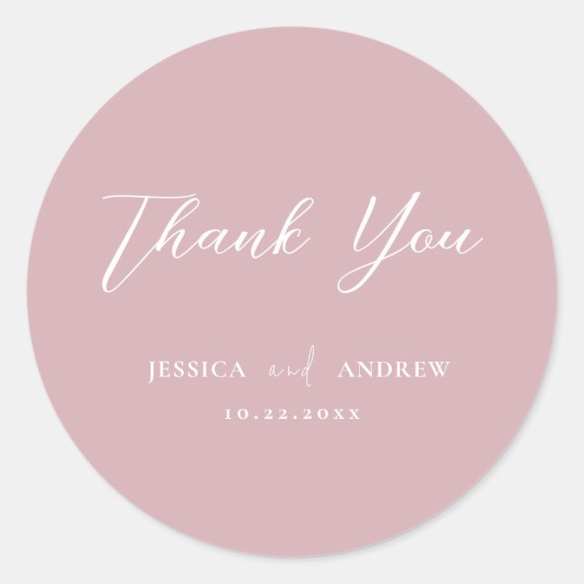 Adesivo Casamento Simples Mínimo Pink e Branco Dusty (Frente)