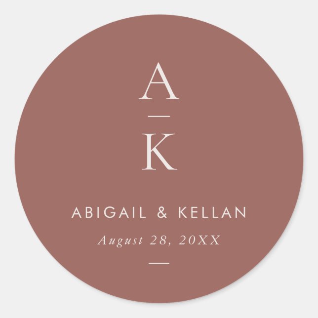 Adesivo Casamento Simples Moderno de Monograma Mistura (Frente)