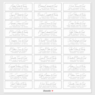 Adesivo Casamento Simples Nomes e Endereços de Convidados 