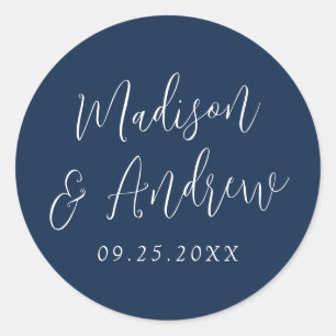 Adesivo Casamento Simples Personalizado Azul-Marinho