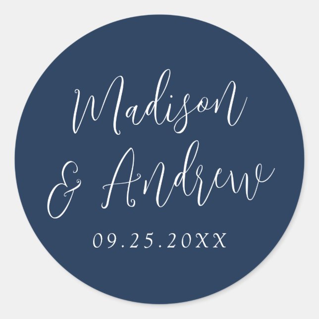 Adesivo Casamento Simples Personalizado Azul-Marinho (Frente)