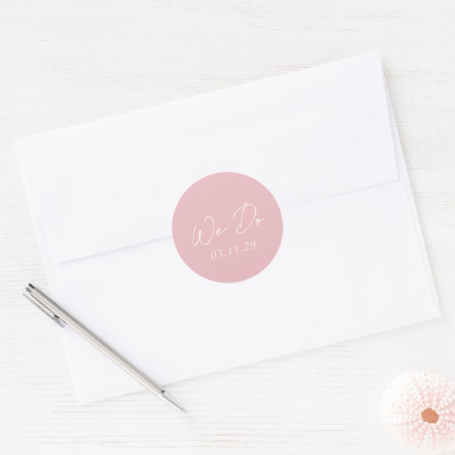 Adesivo Casamento Simples Rosa Moderno (Envelope)