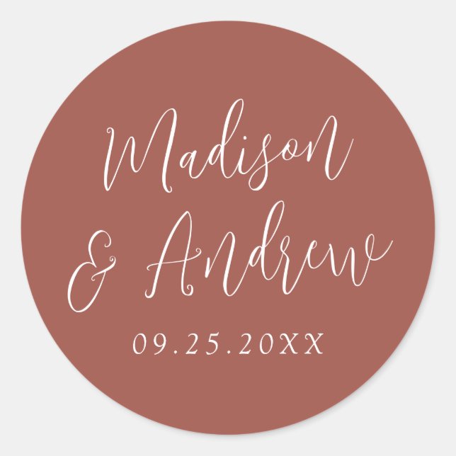 Adesivo Casamento Simples Rústico Personalizado (Frente)