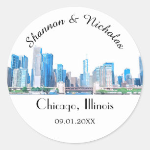 Adesivo Casamento Skyline Personalizado em Chicago