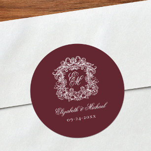 Adesivo Casamento Soberbo com Brasão Monograma Vintage Bor