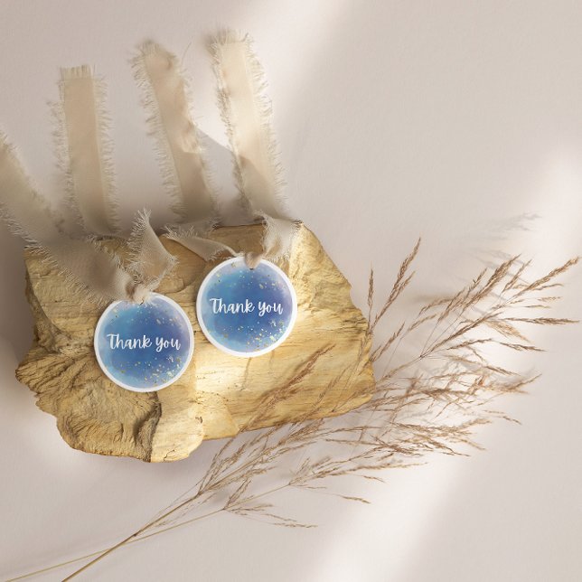 Adesivo Casamento Sonho Obrigado Azul Brilhante  (Wedding Elegant blue thank you sticker)