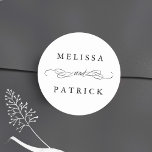 Adesivo Casamento Suave E Script Preto E Branco<br><div class="desc">Para uma personalização mais avançada deste design,  clique no BOTÃO FERRAMENTA DESIGN AZUL acima!</div>