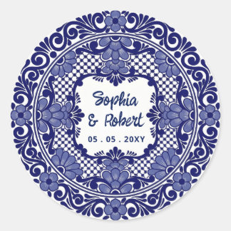 Adesivo Casamento Talavera Azul Mexicano