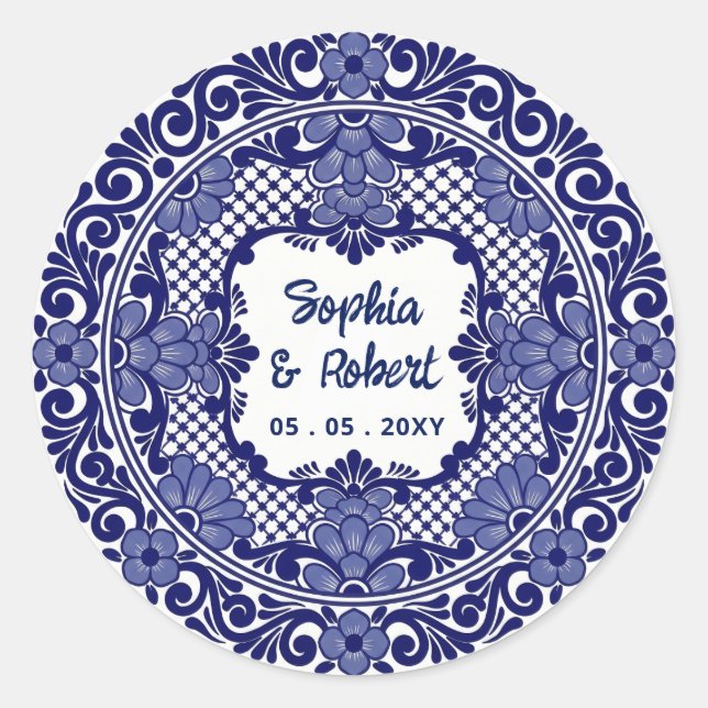 Adesivo Casamento Talavera Azul Mexicano (Frente)