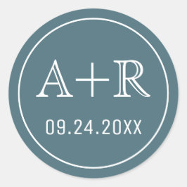 Adesivo Casamento teal de iniciais simples e elegantes