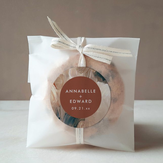 Adesivo Casamento teal painterino da boêmia moderna (Criador carregado)