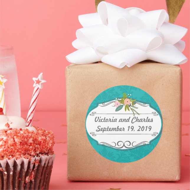 Adesivo Casamento tema damasco de Chartreuse Turquoise Mod (Festa)