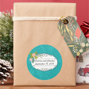 Adesivo Casamento tema damasco de Chartreuse Turquoise Mod