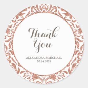 Adesivo Casamento tema damasco Glitter Dourado Rosa Glam E