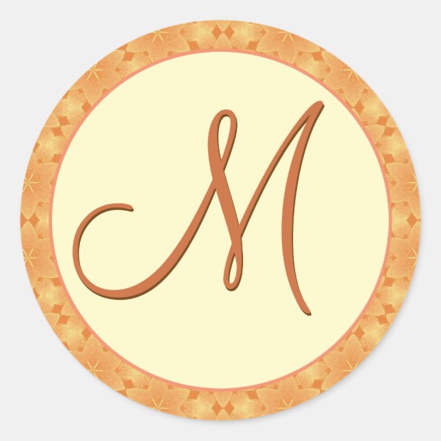 Adesivo Casamento tema damasco Monograma Dourado M (Frente)