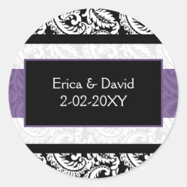Adesivo Casamento tema damasco preto e roxo