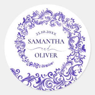 Adesivo Casamento tema damasco Roxo Elegante