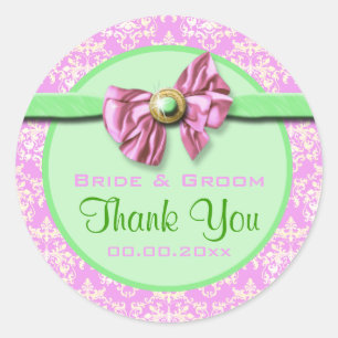 Adesivo Casamento tema damasco verde cor-de-rosa elegante