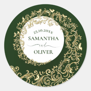 Adesivo Casamento tema damasco Verde Elegante