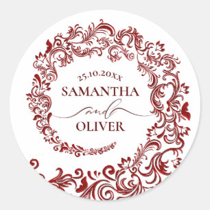 Adesivo Casamento tema damasco Vermelho Negrito Elegante