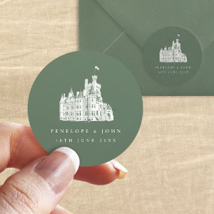 Adesivo Casamento Temático em Castelo Vintage Verde Sage