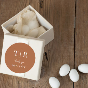 Adesivo Casamento Terracotta Chic Monogrammed Obrigado