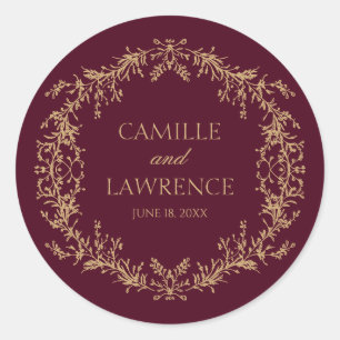 Adesivo Casamento Toile Floral Moldura Champagne Borgonha